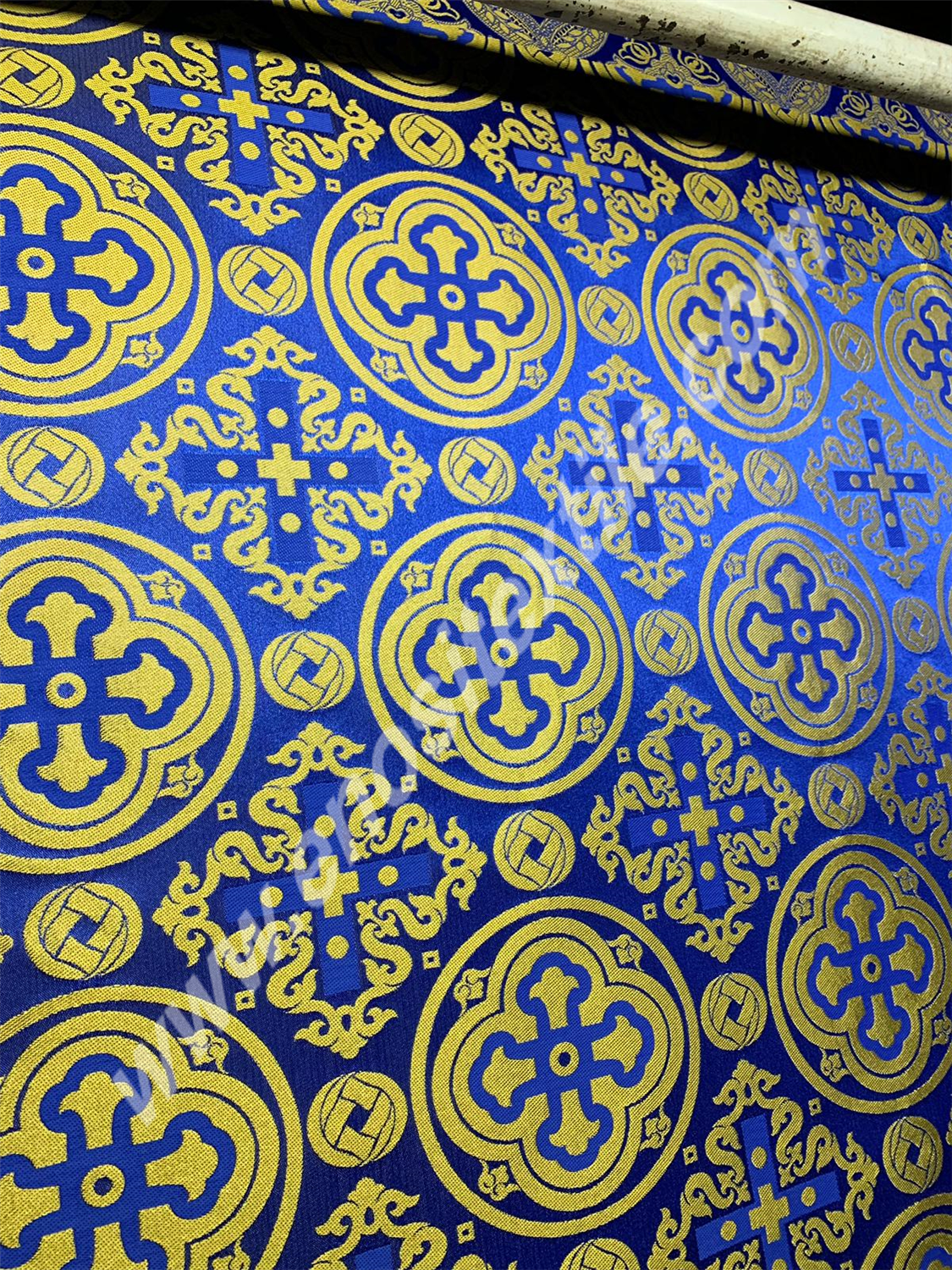 KL-053 Dark Blue-Gold Brocade Fabrics